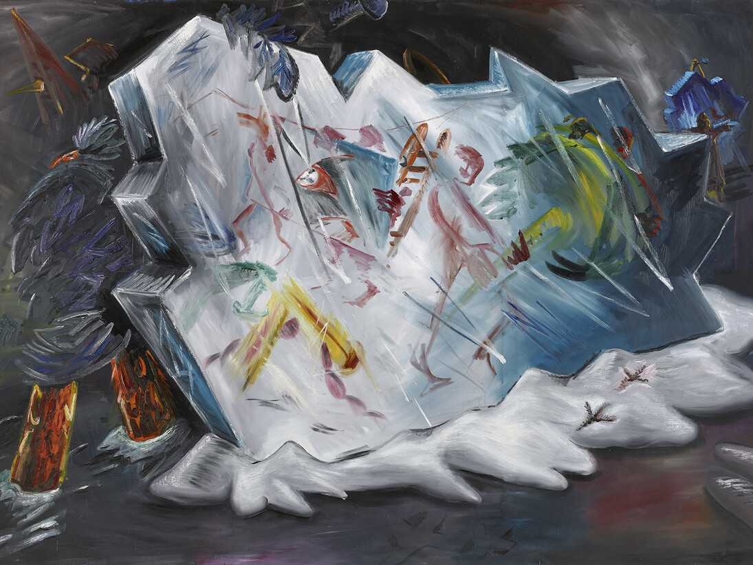 Jörg Immendorff, Café Deutschland XVI – Scholle
1982, Huile sur toile, 282 x 400 cm, Photo: Jörg von Bruchhausen, Berlin © Courtesy of Galerie Michael Werner Märkisch Wilmersdorf, Cologne & New York