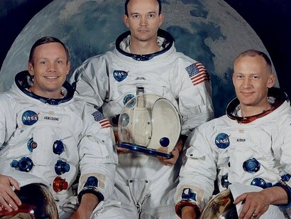 Armstrong, Collins y Aldrin, los tripulantes del Apolo 11, la misión que en 1969 llevó al hombre a la luna