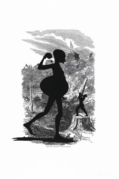Kara Walker, Signal Station, Summit of Maryland Heights, from the portfolio Harper's
Pictorial History of the Civil War (Annotated)
2005, Offset lithograph and screenprint on paper, 53 x 39 inches, Smithsonian American Art Museum, Museum purchase through the Luisita L. and Franz H. Denghausen Endowment © 2005 Kara Walker