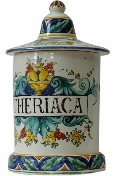 Vaso di ceramica usato per contenere la theriaca.