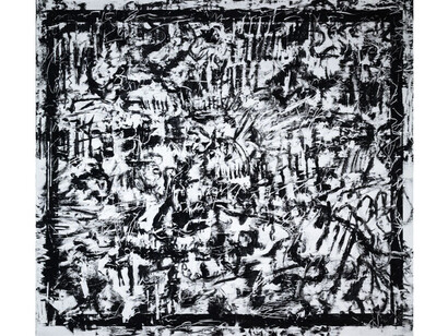Jacqueline Humphries, untitled, 2014, oil on linen, 254 x 282 cm, 100 x 111 ins, Courtesy Stuart Shave/Modern Art, London, and Greene Naftali, New York