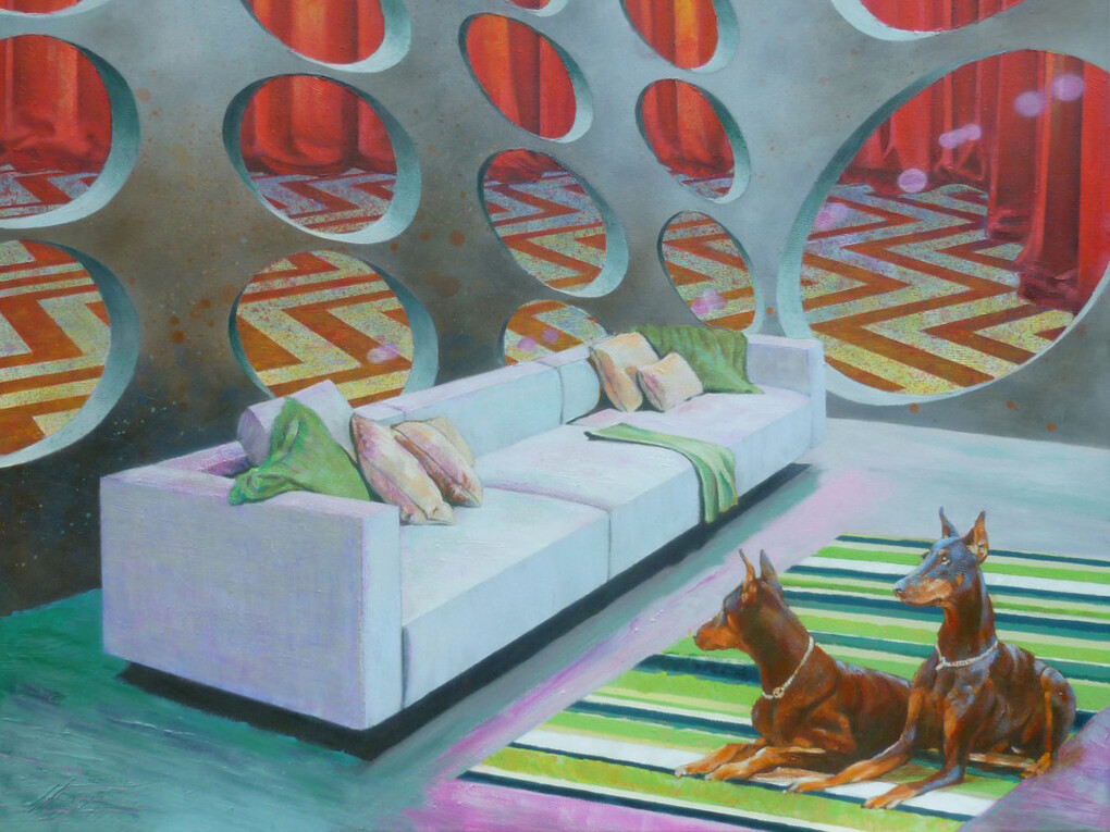 Matthew Carver, Bryce Observed a pattern forming around room 22, 2014, acrylic on canvas, 50 x 50 in