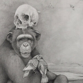 Adonna Khare, Chimp with Skull, 2016. Courtesy of Hollis Taggart Galleries