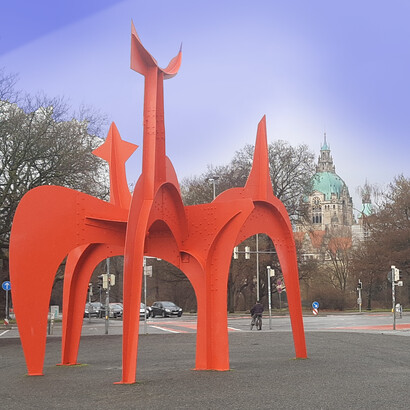 Alejandro Calder (1898-1976). Escultura "Hellebardier" / "Guadalupe", situada en la orilla norte del lago Maschsee, Hannover, Alemania