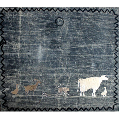 Ivan Streltsov “The animals that never existed, they’ve never existed at all” 2014 canvas, tempera, paper 70 х 80 cm, from Sergey Chubraev’s collection