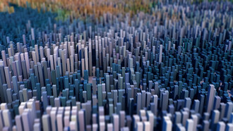 Visualización abstracta de datos que representa la complejidad y fragmentación del sistema internacional actual, núcleo del análisis estratégico global