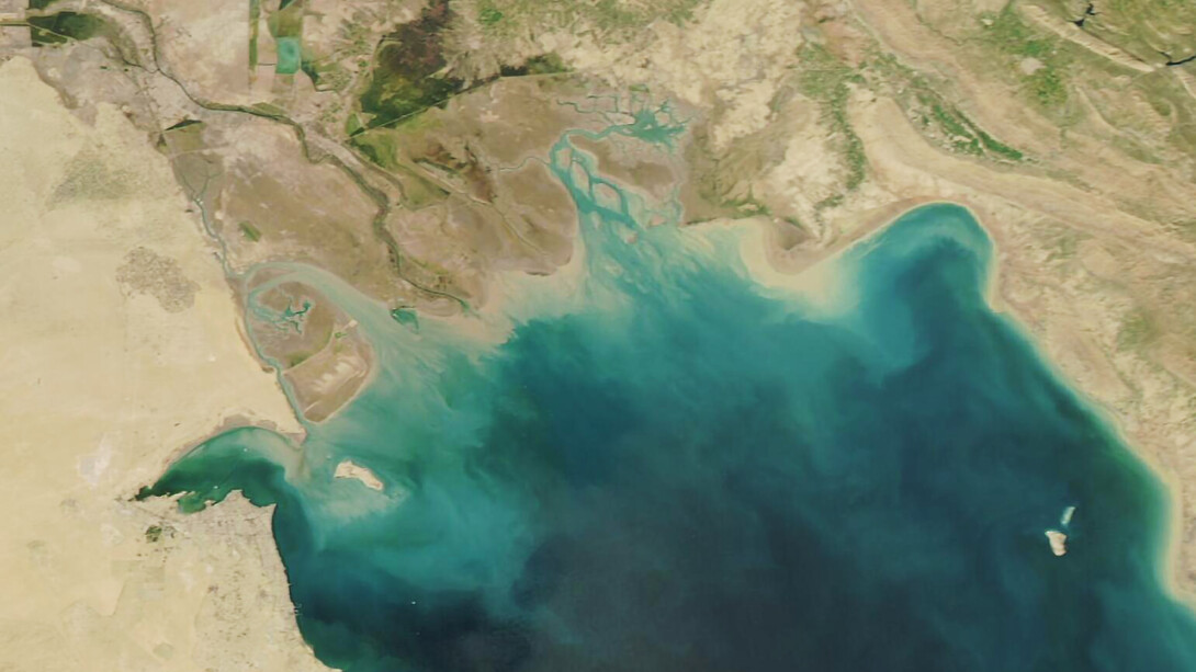 Northern Gulf region, showing (clockwise from bottom left) Kuwait, Iraq, and Iran
