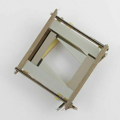 Heather Rowe, Untitled, 2014 Mirrored glass, black mirror, wood, paint, wallpaper, 24 x 28 x 8 in. (61 x 71.1 x 20.3 cm)