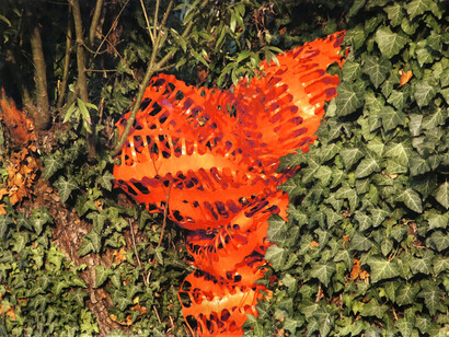 Stefano Arienti, Finestra verde, 2019, traforatura meccanica su stampa digitale, cm 180 x 136; courtesy l'artista