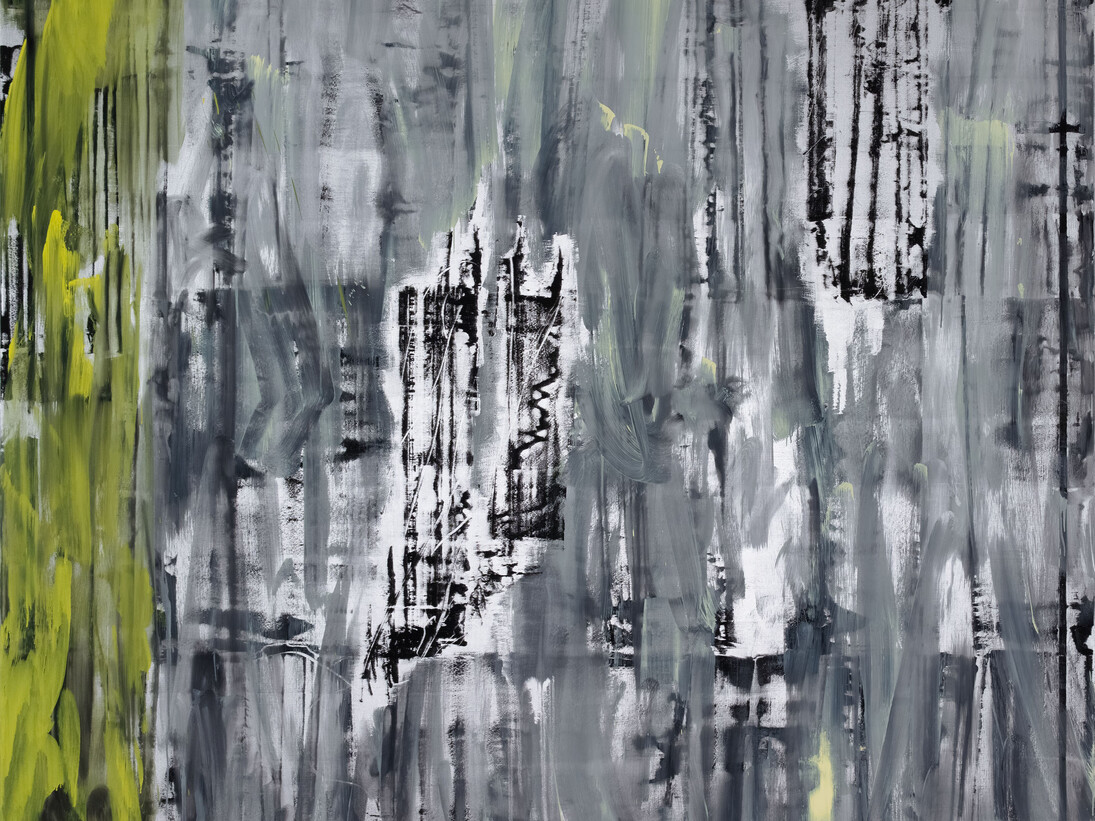 Jacqueline Humphries, untitled, 2014, oil on linen, 254 x 282 cm, 100 x 111 ins, Courtesy Stuart Shave/Modern Art, London, and Greene Naftali, New York