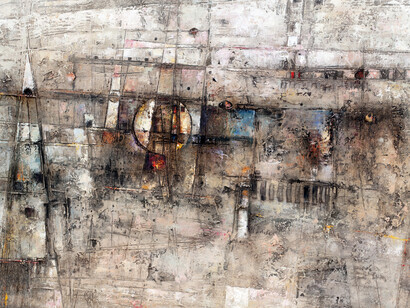 Anatoli Bourykin, Untitled Ref. AB14-13, 2014, Oil on canvas, 37.4 x 51.2 in (detail)