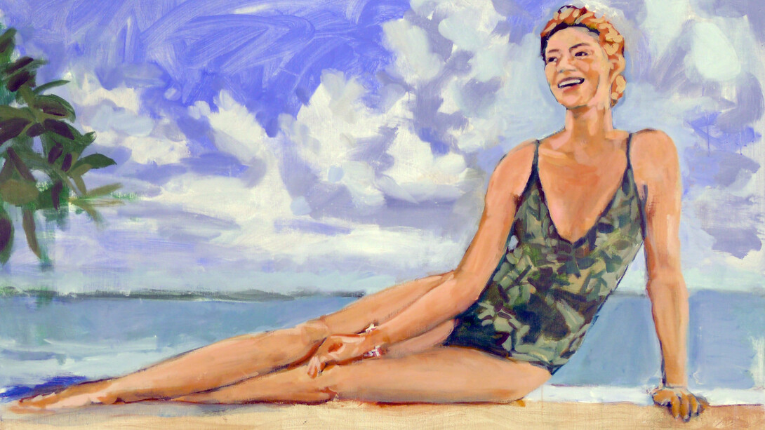 Walter Robinson, Lands' End Swimming in Confidence, 2014, Acrylic on linen, 36 x 60 in, Courtesy LYNCH THAM, New York