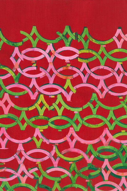 Margaret Lanzetta , Half Singing, 2015, acrylic and oil on canvas, 56 x 40 inches. Photo credit: Kevin Noble