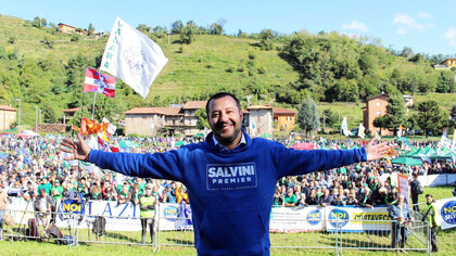 Matteo Salvini al raduno leghista di Pontida
