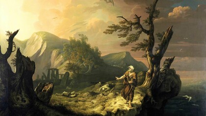 El bardo, 1774, del artista galés Thomas Jones. Óleo sobre lienzo, perteneciente actualmente al Museo Nacional de Gales en Cardiff