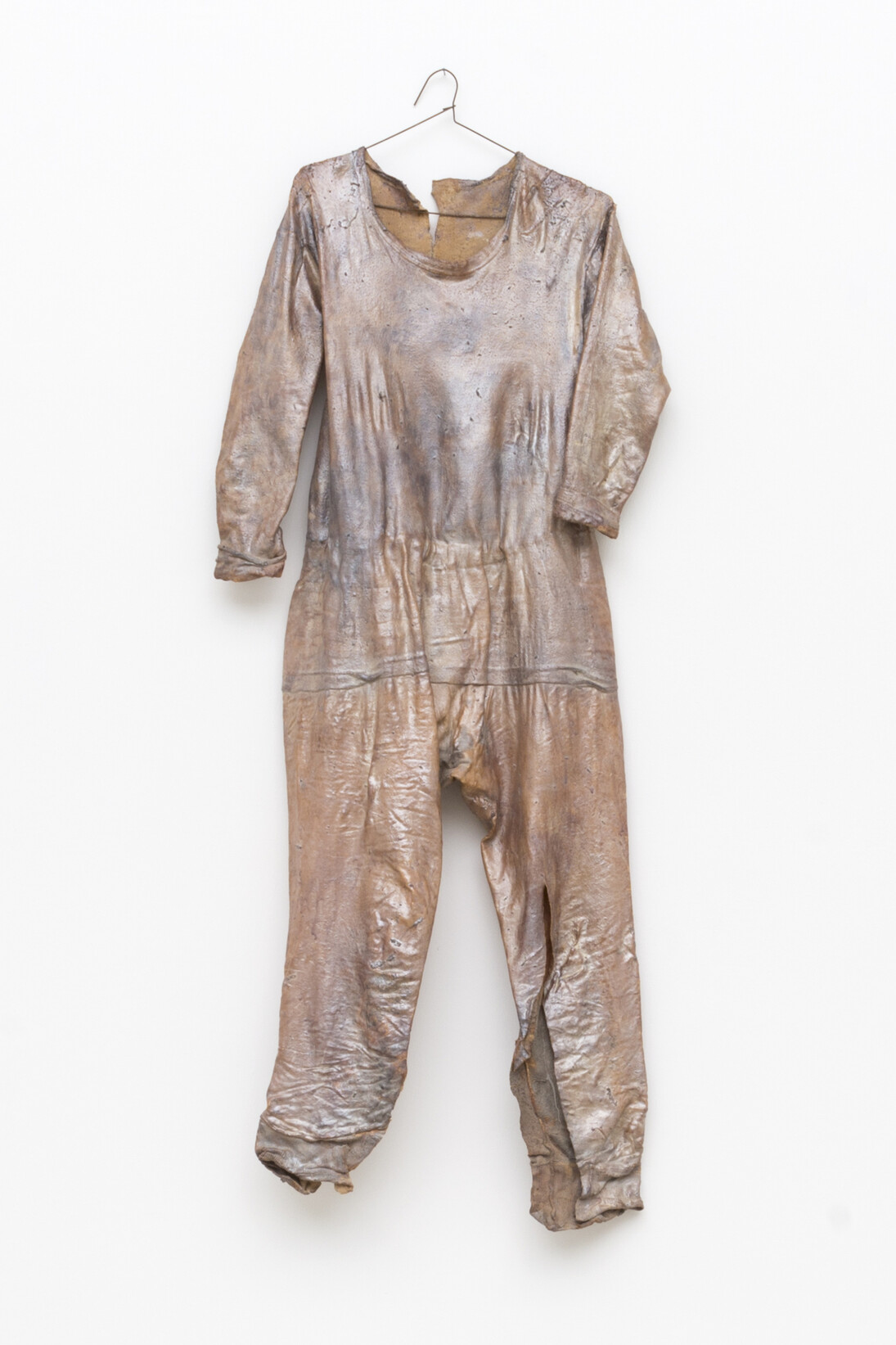 Heidi Bucher (1926-1993), Der Schlüpfakt der Parkettlibelle, 1983, Undergarment, latex and mother of pearl pigment, 142 x 55 cm | 56 x  21 5/8 in. © The Heidi Bucher estate 2017. Courtesy The Approach, London Photo: FXP Photography.
