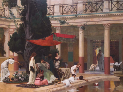 En la antigua Grecia, los esclavos eran fundamentales en tareas como la agricultura, la minería y el trabajo doméstico. Gustave Boulanger, Escena de Pompeya, 1875
