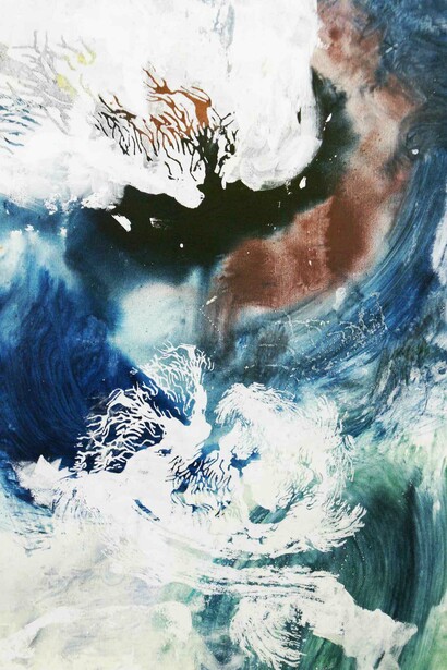 Amélie Ducommun, Sensitive Water Mapping #75, 2016, Mixed media on canvas, 92 x 60 cm. Courtesy of Gallery Elena Shchukina