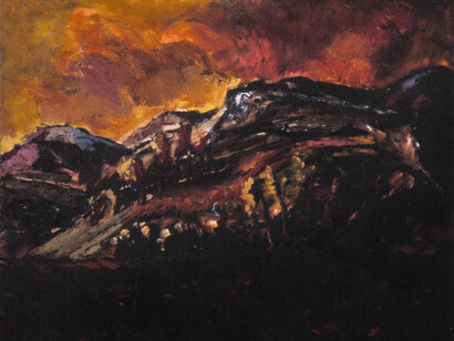 Raging Fire, oil on canvas, 1988, 60  x 64 cm