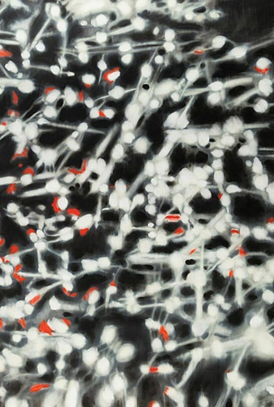 Ross Bleckner, detail of ALP30, 84" x 72", oil/linen, 2013
