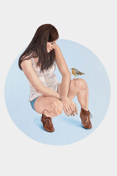 Valentina Porcelli, L'equilibrio sospeso, olio e acrilico su tela, 120 x 100 cm, 2018