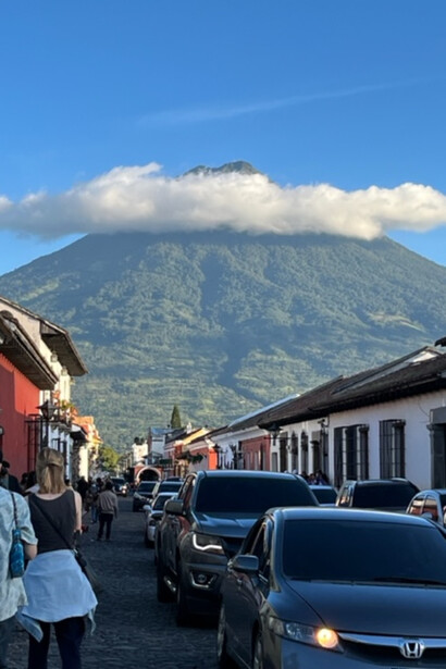 A walk with Volcan de Agua in the background, Antigua, Guatemala