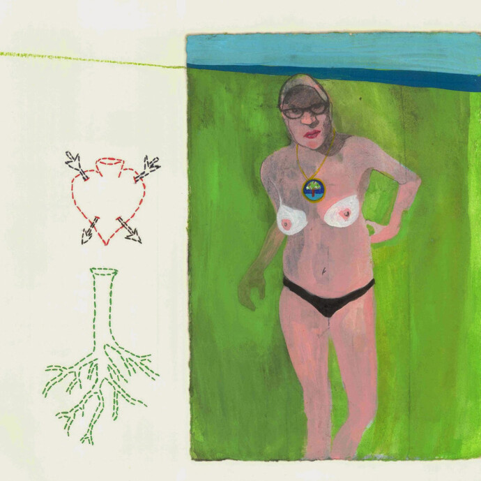 Anna Capolupo, Personali reminiscenze#figura08, 2014, acrilico, tempere su carta e filo di cotone, 30 × 30 cm