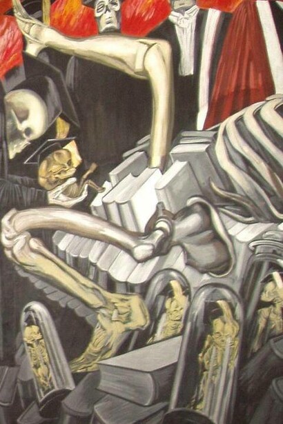 Skeletons depicted in 'Epic of American Civilization' mural, José Clemente Orozco, Dartmouth College, Hanover, New Hampshire 