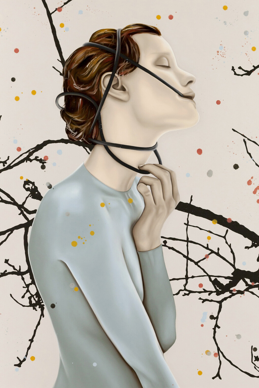 Sandra Ackermann, Tränen in der Hand, detail, Öl auf Leinwand, 2014, 150 x 140 cm 