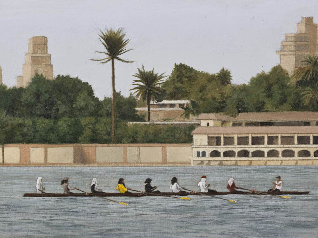Max Werner, Rowing on the Nile, Lithograph, 7.5" x 10"