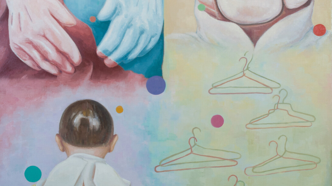 Chema Cobo, Speak spook, 2014, Óleo sobre lienzo, 159 x 157 cm. Courtesy of Miguel Marcos gallery