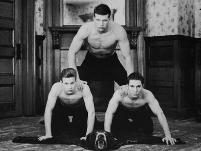 Luke Smalley, Parlor Wrestling, 1996, Stamped and numbered, verso, Gelatin silver print, 16 x 20 inches, sheet, 12 x 15.75 inches, image (Edition of 10), 11 x 14 inches, sheet, 5 x 7 inches, image (Edition of 15)