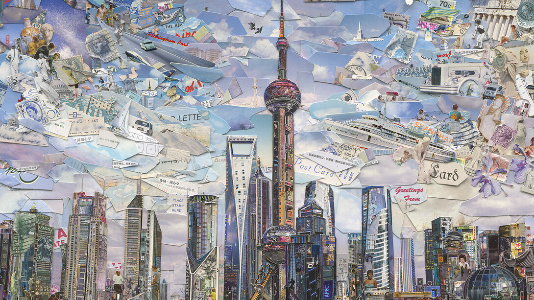 Vik Muniz, Shanghai Postcard (Postcards from Nowhere), 2014, Digital C-print, 180.3 x 256.3 cm (71 x 100 ⅞ in.), Edition of 6 + 4 AP, 101.6 x 144.3 cm (40 x 56 ¾ in.), Edition of 6 + 4 AP