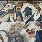 Stanley Spencer, Tea in the Hospital Ward, South wall at Sandham Memorial Chapel, Burghclere, Hampshire, 1927-1932, (105.5 x 185.5cm), © the estate of Stanley Spencer 2013. All rights reserved DACs. National Trust Images/John Hammond
