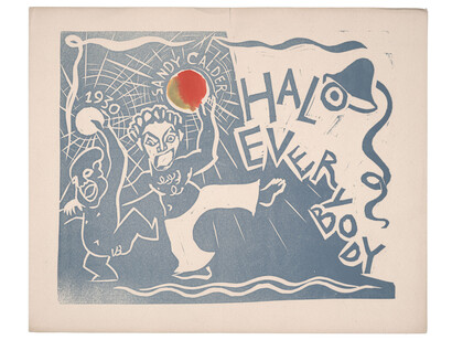 Alexander Calder, Halo Everybody, Handmade holiday card, unsent, 1929, Relief print, Alexander Calder papers, 1926–1967, Archives of American Art, Smithsonian Institution, © 2014 Calder Foundation, New York/ Artists Rights Society (ARS). New York