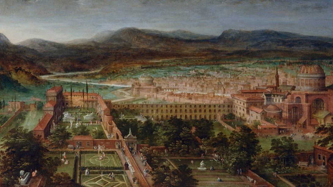 Hendrick van Cleve III, Veduta dei Giardini Vaticani e della Basilica di San Pietro, XVI secolo, Frits Lugt Collection