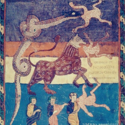 Il “Beato di Valcavado” è un manoscritto miniato — contenente copie del Commento all’Apocalisse di San Giovanni del Beato di Liébana — copiato da un monaco di nome Oveco nell’anno 970, nell’ormai scomparso monastero di Nostra Signora di Valcavado a Palencia. È conservato nella collezione del Palazzo di Santa Cruz, Spagna