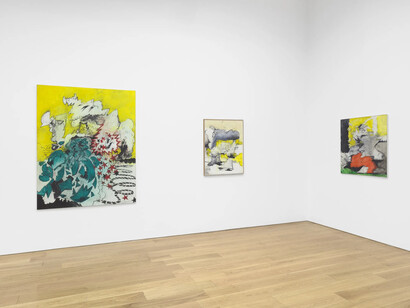 Valerio Adami, Alice in the land of violence, exhibition view. Courtesy of David Nolan Gallery