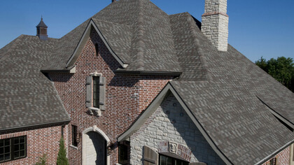 Asphalt shingles on a house roof