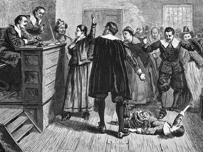 Ilustración del siglo XIX que recrea la sala del tribunal de los «Juicios de Salem»