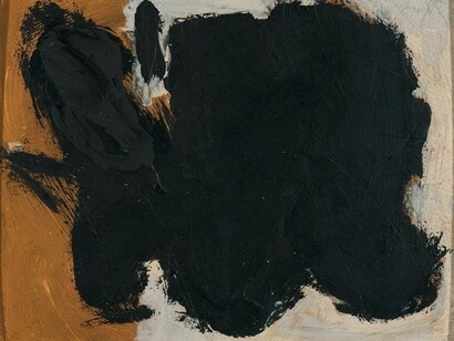 Robert Motherwell, Two Figures No. 12, 1958, Oil on paperboard, 7.3 x 9.5 inches

