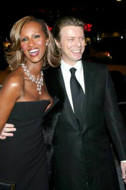Model Iman and husband, David Bowie attend the amFAR Benefit Honors Gala at Cipriani 42nd Street on February 3, 2003 in New York City. (Photo by Evan Agostini/Getty Images)
