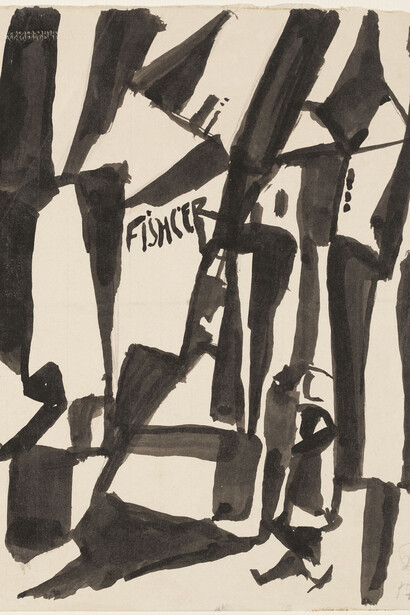 Hans Richter, Häuser, 1917, Inchiostro di china su carta, 20.9 x 16.5 cm, Collezione privata, ©2013 Hans Richter Estate, Foto ©2013 Museum Associates/LACMA