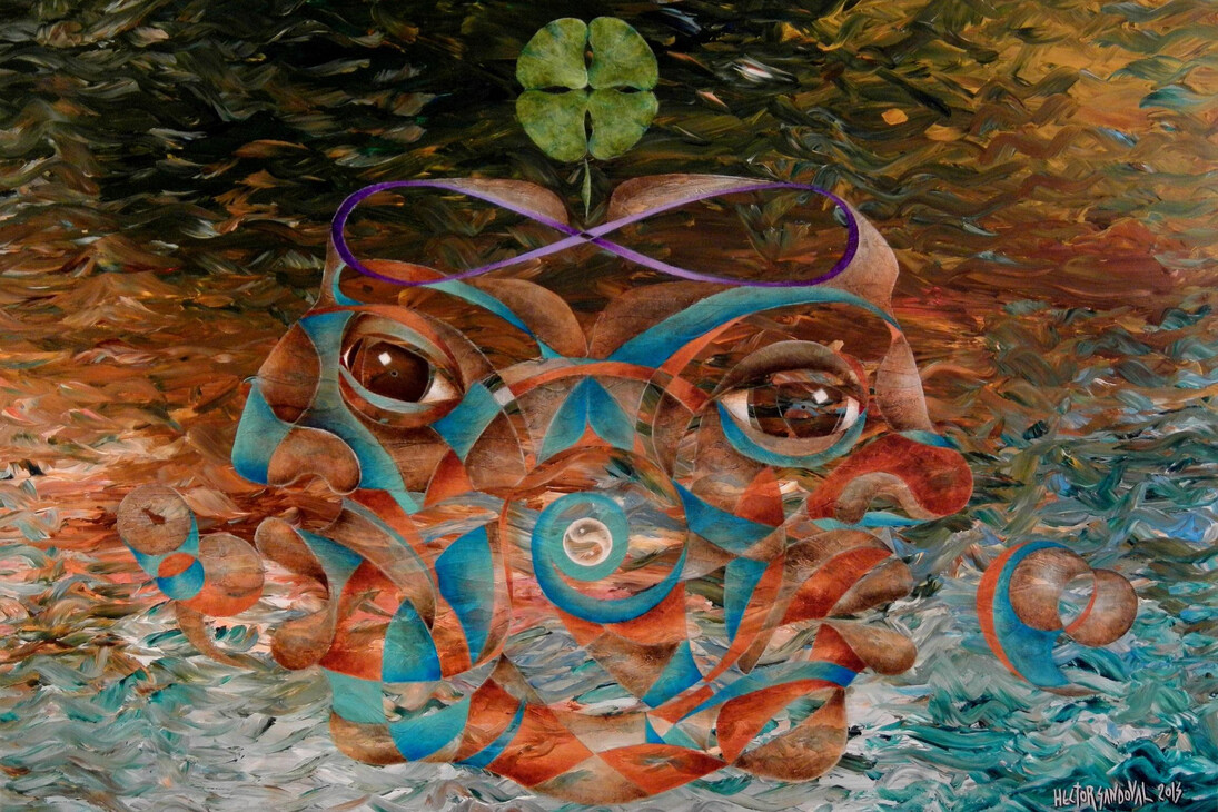 Hector Sandoval, Fortune Clover, 2015, Mixed media on linen, 95 x 135 cm
