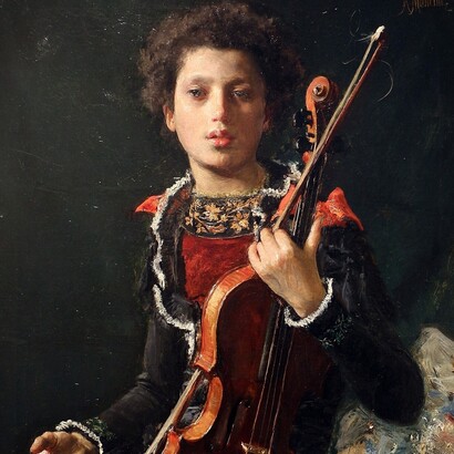 Antonio Mancini, Ritratto di Luigi Gianchetti con un violino in mano, 1878. Collezione privata