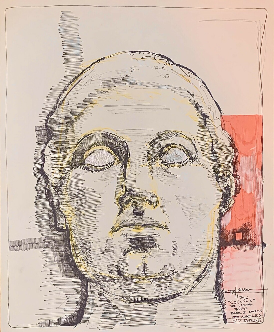 Rex Hausmann, Colusus, Mixed Media on Paper, 17x14 in, 21st Century and Contemporary