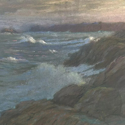 William Partridge Burpee, Cape Ann Rocks at sunset (detail), circa 1904. Courtesy of Childs Gallery