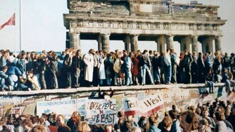 The Fall of the Berlin Wall, 1989. Image: Part of a photo documentation exhibit at the Brandenburg Gate, Berlin