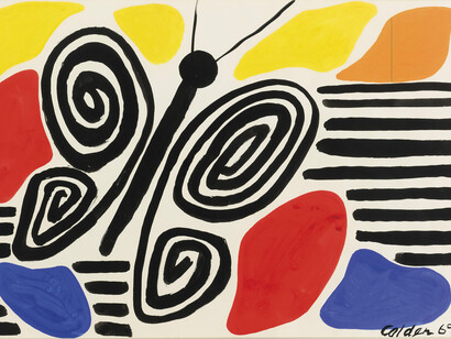 Alexander Calder, Black Butterfly, 1969, Gouache et encre sur papier, 75,2 x 109,2 cm © Courtesy Opera Galery