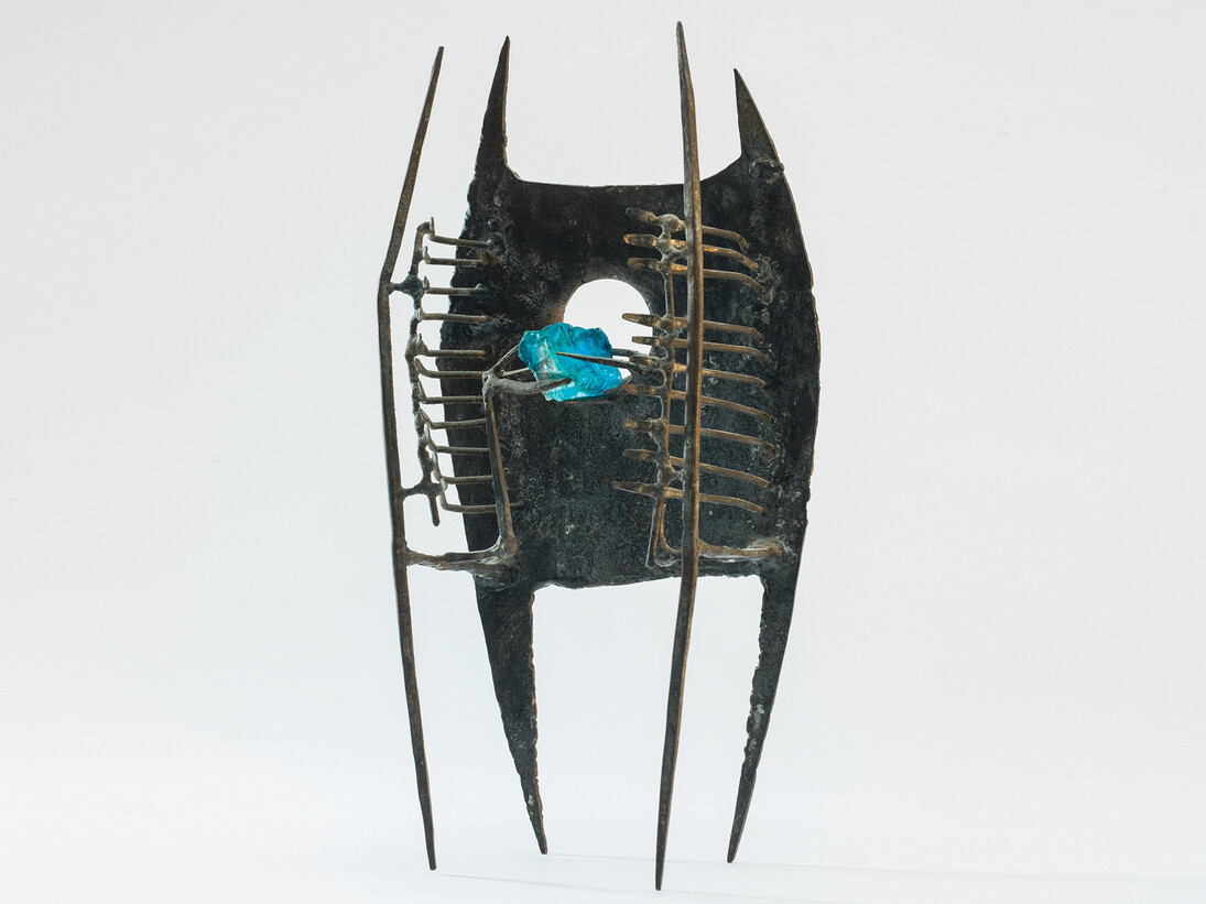 Lynn Chadwick, 70 Maquette II Inner Eye, 1952, Iron and Glass, Unique, 28cms high, Courtesy of Pangolin London